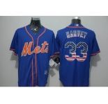 Men New York Mets #33 Matt Harvey Blue USA Flag Fashion Cool Base Jersey