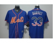 Men New York Mets #33 Matt Harvey Blue USA Flag Fashion Cool Base Jersey