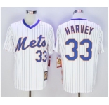Men New York Mets #33 Matt Harvey Majestic White Cool Base Cooperstown Collection Player Jersey