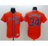 Men New York Mets #34 Noah Syndergaar Majestic Orange Flexbase Authentic Collection Player Jersey