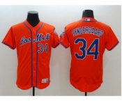 Men New York Mets #34 Noah Syndergaar Majestic Orange Flexbase Authentic Collection Player Jersey