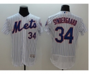 Men New York Mets #34 Noah Syndergaar Majestic White Flexbase Authentic Collection Player Jersey