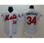 Men New York Mets #34 Noah Syndergaard White Stars & Stripes 2016 Independence Day Flex Base Jersey