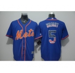 Men New York Mets #5 David Wright Blue USA Flag Fashion Cool Base Jersey