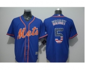 Men New York Mets #5 David Wright Blue USA Flag Fashion Cool Base Jersey