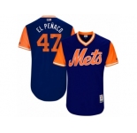 Men's 2017 Little League World Series Mets #47 Hansel Robles El Penaco Royal Jersey