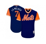 Men's 2017 Little League World Series Mets Jose Reyes #7 La Melaza Royal Jersey