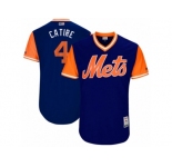 Men's 2017 Little League World Series Mets Wilmer Flores #4 Catire Royal Jersey