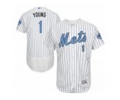 Men's Majestic New York Mets #1 Chris Young Authentic White 2016 Father's Day Fashion Flex Base MLB Jersey