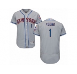 Men's Majestic New York Mets #1 Chris Young Grey Flexbase Authentic Collection MLB Jersey