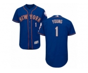 Men's Majestic New York Mets #1 Chris Young Royal Gray Flexbase Authentic Collection MLB Jersey