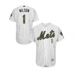 Men's Majestic New York Mets #1 Mookie Wilson Authentic White 2016 Memorial Day Fashion Flex Base MLB Jersey