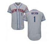 Men's Majestic New York Mets #1 Mookie Wilson Grey Flexbase Authentic Collection MLB Jersey
