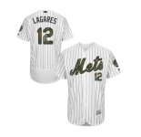 Men's Majestic New York Mets #12 Juan Lagares Authentic White 2016 Memorial Day Fashion Flex Base MLB Jersey