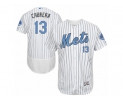Men's Majestic New York Mets #13 Asdrubal Cabrera Authentic White 2016 Father's Day Fashion Flex Base MLB Jersey
