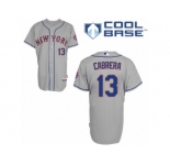 Men's Majestic New York Mets #13 Asdrubal Cabrera Replica Grey Road Cool Base MLB Jersey