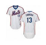 Men's Majestic New York Mets #13 Asdrubal Cabrera White Royal Flexbase Authentic Collection MLB Jersey