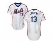 Men's Majestic New York Mets #13 Asdrubal Cabrera White Royal Flexbase Authentic Collection MLB Jersey