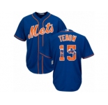Men's Majestic New York Mets #15 Tim Tebow Authentic Royal Blue Team Logo Fashion Cool Base MLB Jersey