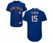 Men's Majestic New York Mets #15 Tim Tebow Royal Gray Flexbase Authentic Collection MLB Jersey