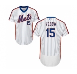 Men's Majestic New York Mets #15 Tim Tebow White Royal Flexbase Authentic Collection MLB Jersey