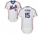 Men's Majestic New York Mets #15 Tim Tebow White Royal Flexbase Authentic Collection MLB Jersey