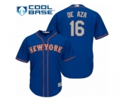 Men's Majestic New York Mets #16 Alejandro De Aza Authentic Royal Blue Alternate Road Cool Base MLB Jersey