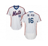 Men's Majestic New York Mets #16 Alejandro De Aza White Royal Flexbase Authentic Collection MLB Jersey