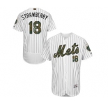Men's Majestic New York Mets #18 Darryl Strawberry Authentic White 2016 Memorial Day Fashion Flex Base MLB Jersey