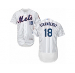 Men's Majestic New York Mets #18 Darryl Strawberry White Flexbase Authentic Collection MLB Jersey