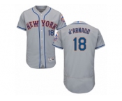 Men's Majestic New York Mets #18 Travis d'Arnaud Grey Flexbase Authentic Collection MLB Jersey