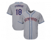 Men's Majestic New York Mets #18 Travis d'Arnaud Replica Grey Road Cool Base MLB Jersey