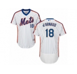 Men's Majestic New York Mets #18 Travis d'Arnaud White Royal Flexbase Authentic Collection MLB Jersey