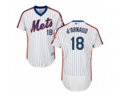 Men's Majestic New York Mets #18 Travis d'Arnaud White Royal Flexbase Authentic Collection MLB Jersey