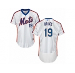 Men's Majestic New York Mets #19 Jay Bruce White Royal Flexbase Authentic Collection MLB Jersey