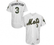 Men's Majestic New York Mets #3 Curtis Granderson Authentic White 2016 Memorial Day Fashion Flex Base MLB Jersey