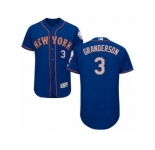 Men's Majestic New York Mets #3 Curtis Granderson Royal Gray Flexbase Authentic Collection MLB Jersey