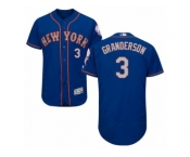 Men's Majestic New York Mets #3 Curtis Granderson Royal Gray Flexbase Authentic Collection MLB Jersey