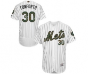 Men's Majestic New York Mets #30 Michael Conforto Authentic White 2016 Memorial Day Fashion Flex Base MLB Jersey