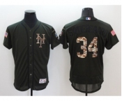 Men's Majestic New York Mets #34 Noah Syndergaard Majestic Green Salute to Service Flexbase Authentic Collection Jersey