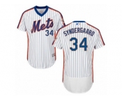 Men's Majestic New York Mets #34 Noah Syndergaard White Royal Flexbase Authentic Collection MLB Jersey