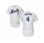 Men's Majestic New York Mets #4 Lenny Dykstra White Flexbase Authentic Collection MLB Jersey