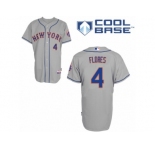 Men's Majestic New York Mets #4 Wilmer Flores Authentic Grey Road Cool Base MLB Jersey