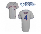 Men's Majestic New York Mets #4 Wilmer Flores Authentic Grey Road Cool Base MLB Jersey