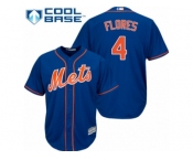 Men's Majestic New York Mets #4 Wilmer Flores Authentic Royal Blue Alternate Home Cool Base MLB Jersey