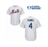 Men's Majestic New York Mets #4 Wilmer Flores Authentic White Home Cool Base MLB Jersey