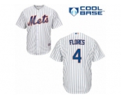 Men's Majestic New York Mets #4 Wilmer Flores Authentic White Home Cool Base MLB Jersey