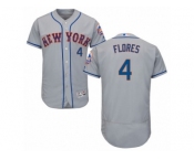Men's Majestic New York Mets #4 Wilmer Flores Grey Flexbase Authentic Collection MLB Jersey