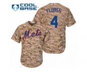 Men's Majestic New York Mets #4 Wilmer Flores Replica Camo Alternate Cool Base MLB Jersey
