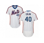 Men's Majestic New York Mets #40 Bartolo Colon White Royal Flexbase Authentic Collection MLB Jersey